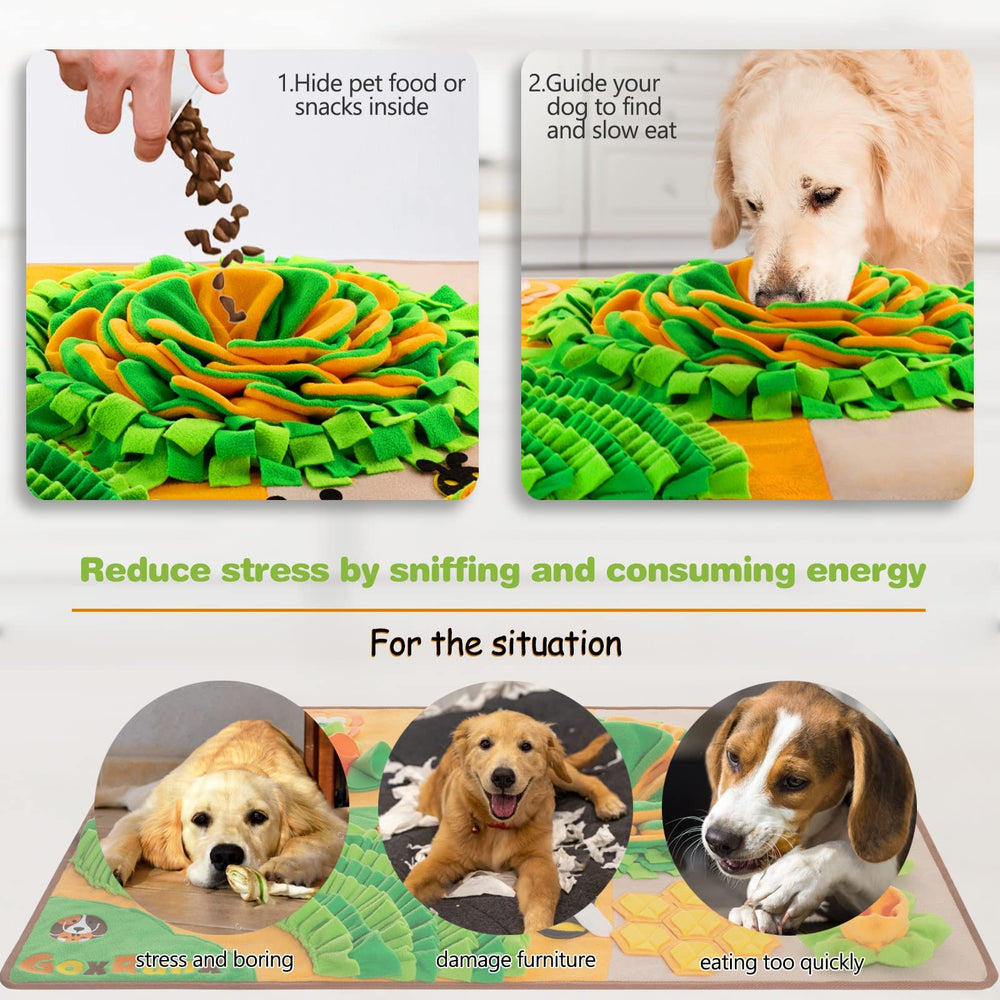 GoxRunx Snuffle Mat con diseño plegable para almacenamiento cómodo.