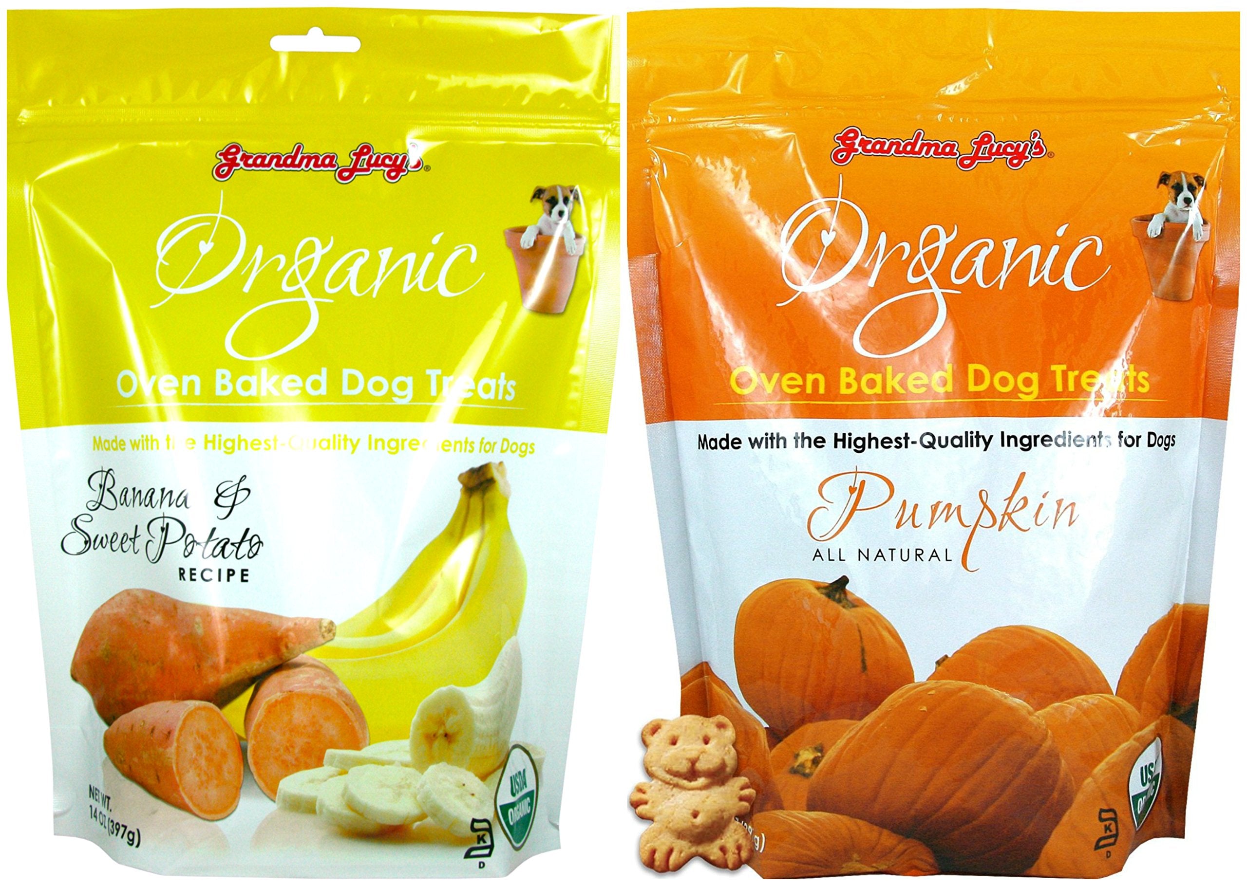 Galletas horneadas de calabaza de Grandma Lucy's para perros, sabor natural.