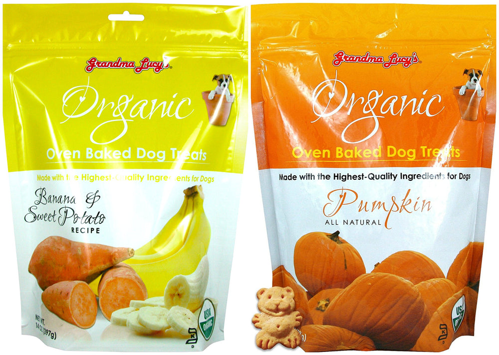 Galletas horneadas de calabaza de Grandma Lucy's para perros, sabor natural.