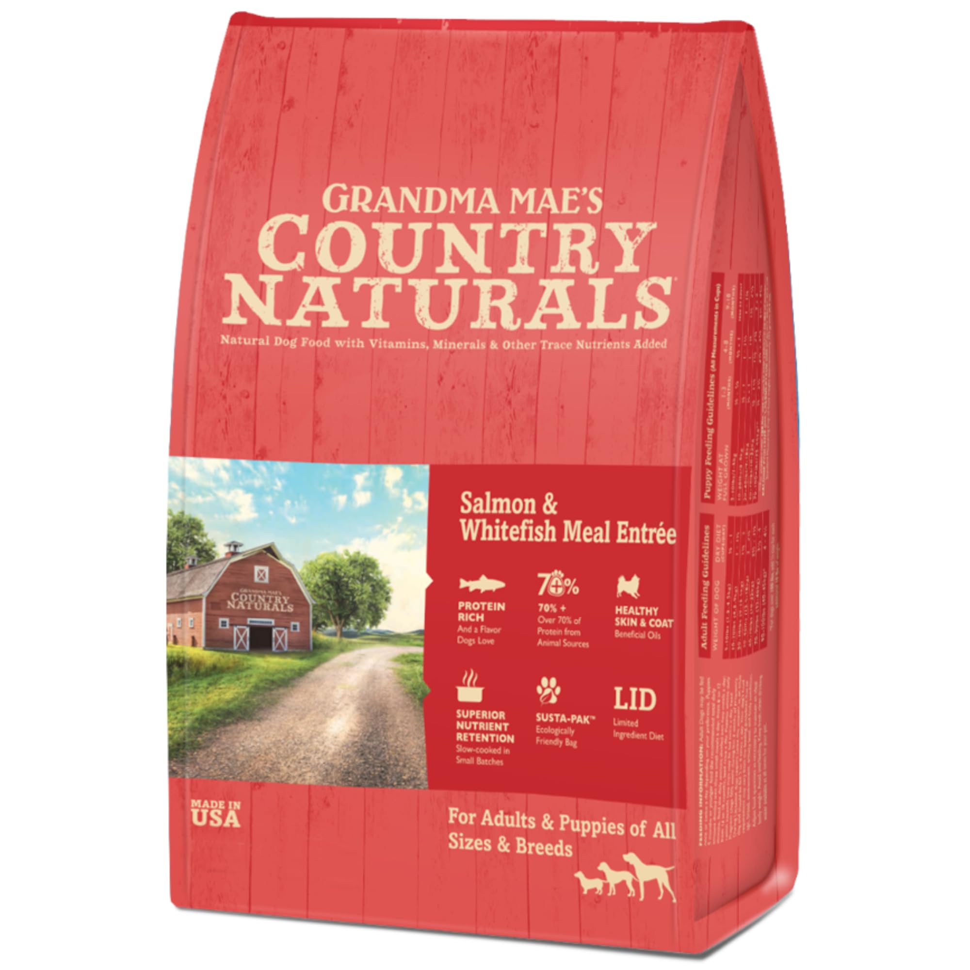 Grandma Mae's Country Naturals: bolsa de 14 libras con salmón y pescado blanco, proteína de calidad.