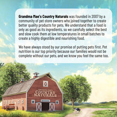 Grandma Mae's Country Naturals: proceso de cocción lenta que conserva nutrientes y sabor.
