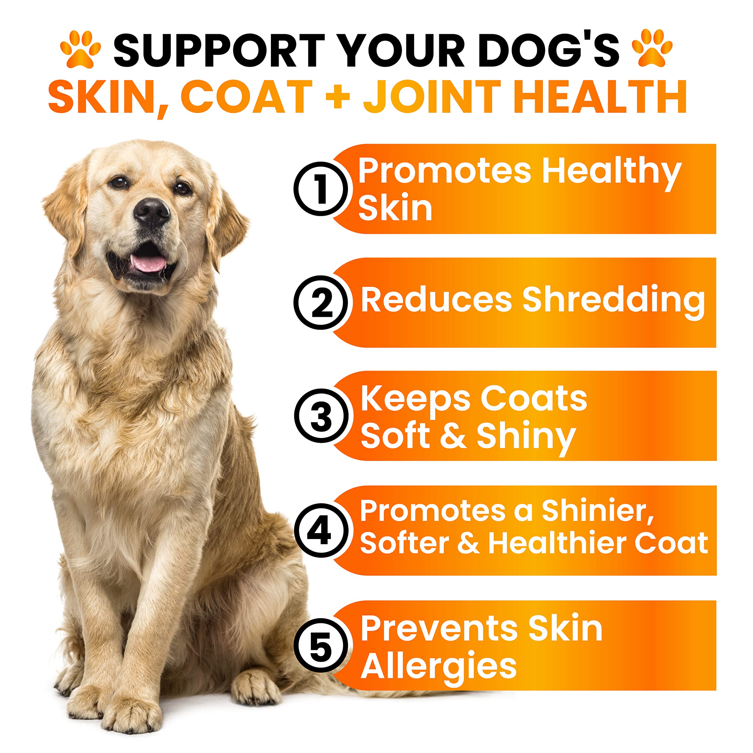 Grateful Pawz comestibles omega-3 para perros, sabor agradable que cuida el pelaje.