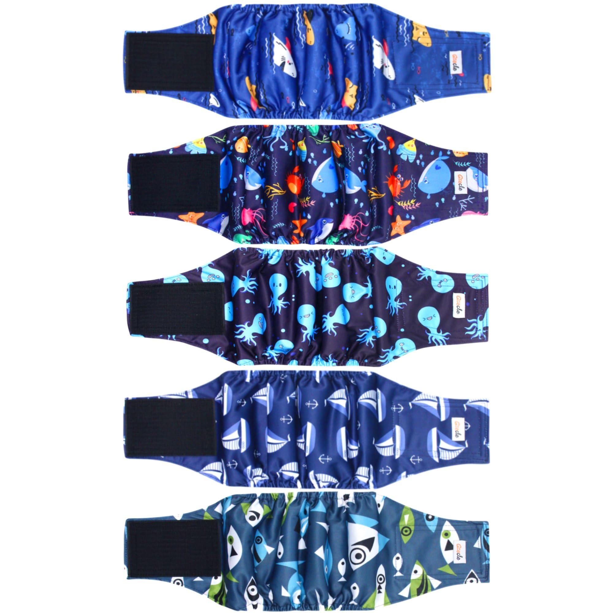 Grecle pañales para perros machos, 5-pack, patrones diferentes para entrenamiento