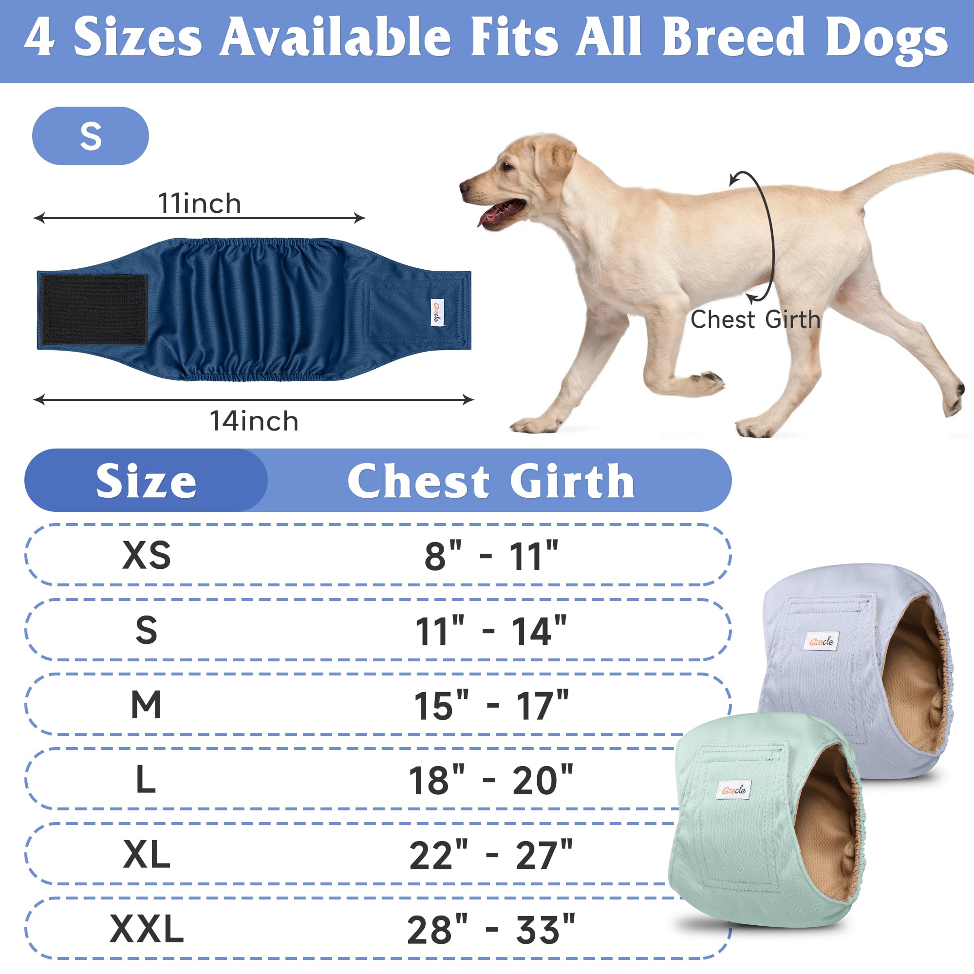 Grecle banda abdominal para perros con cierre de velcro de doble costura.