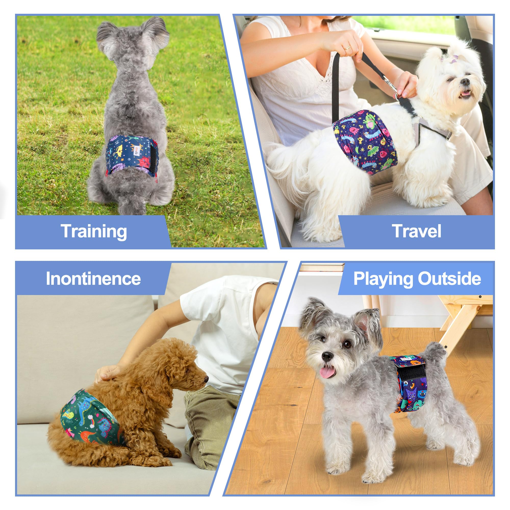 Grecle Bandas vientre macho lavables, ideales para entrenamiento de cachorros.