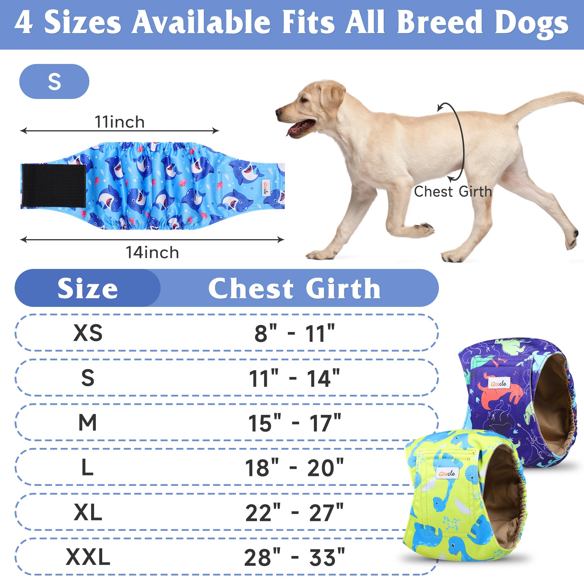 Grecle pañales para perro macho con absorción rápida para uso diario