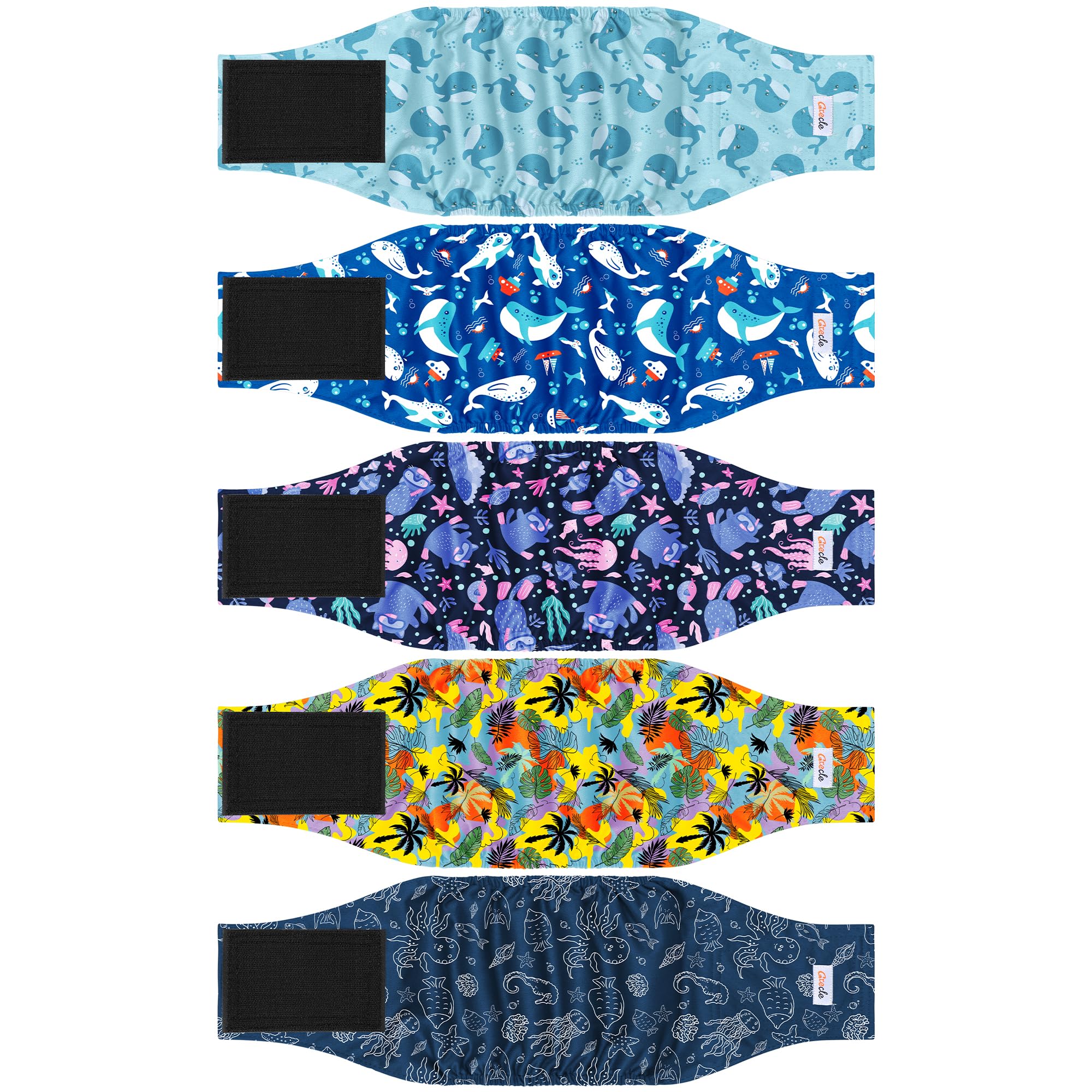 Pañales Grecle para perros machos con patrones variados para entrenamiento cotidiano.