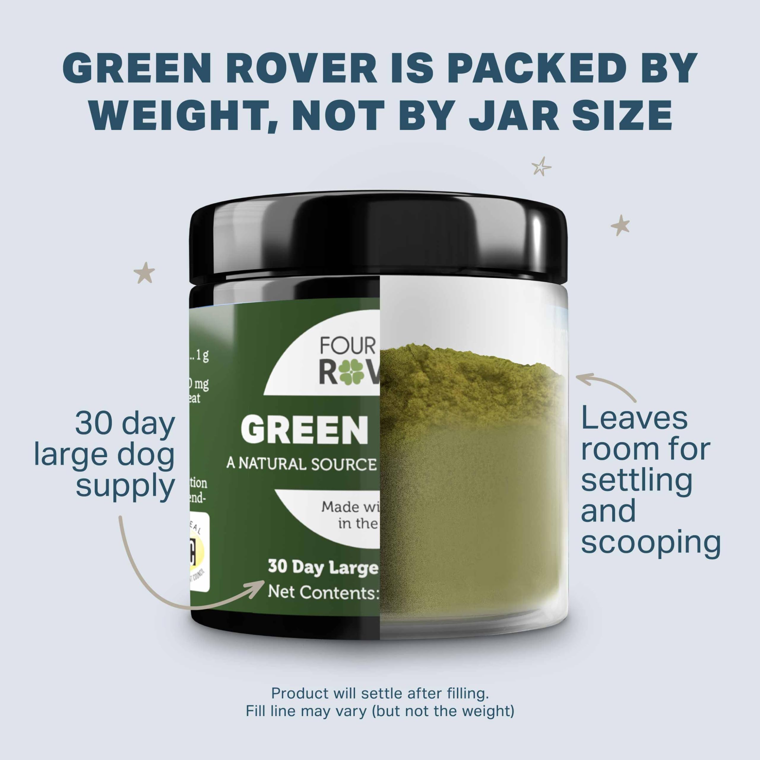 Green Rover formulado por veterinarios, uso seguro para perros grandes.