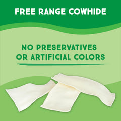 GreenCow Rawhide Chips para perro grande masticando durante horas.