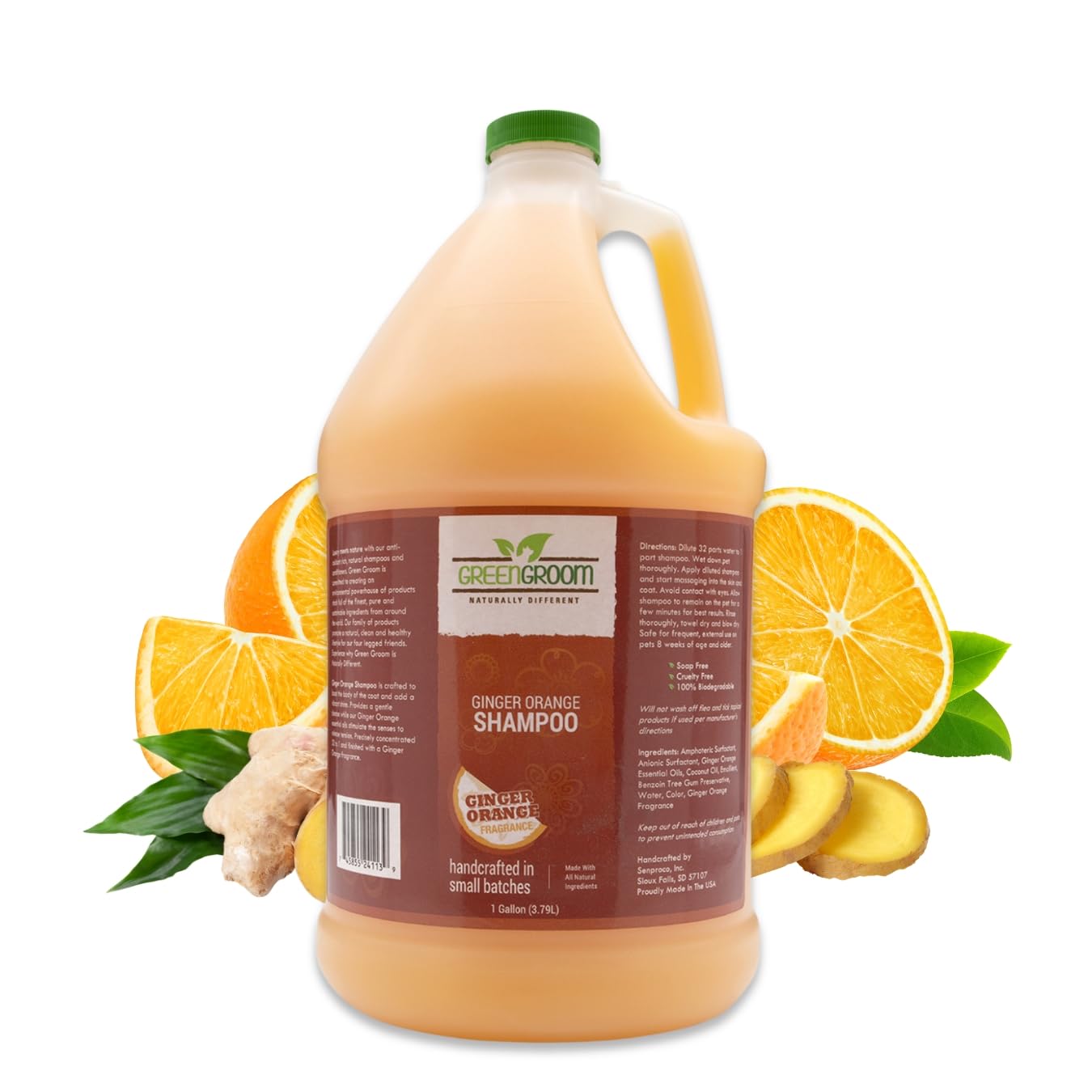 GreenGroom champú para perros Ginger Orange, botella de 1 galón, brillo suave.