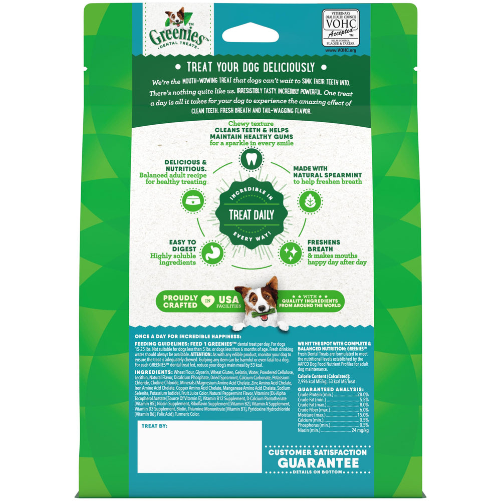 Greenies golosinas dentales para perros, aroma a menta suave que favorece el aliento