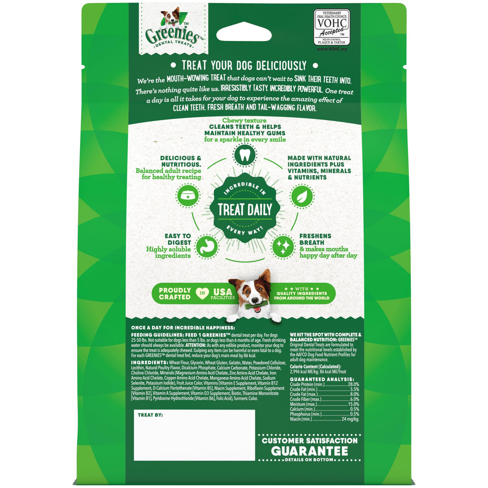 Greenies beneficios para la salud bucal del perro, recompensa agradable y útil.