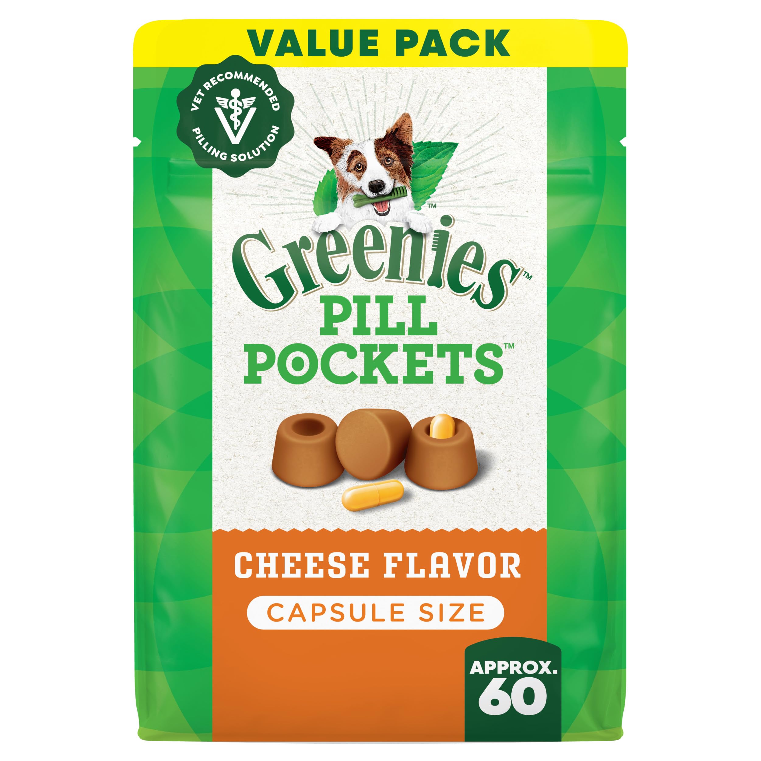 Greenies bolsas pastillas perro grande con sabor queso para medicación sin estrés.