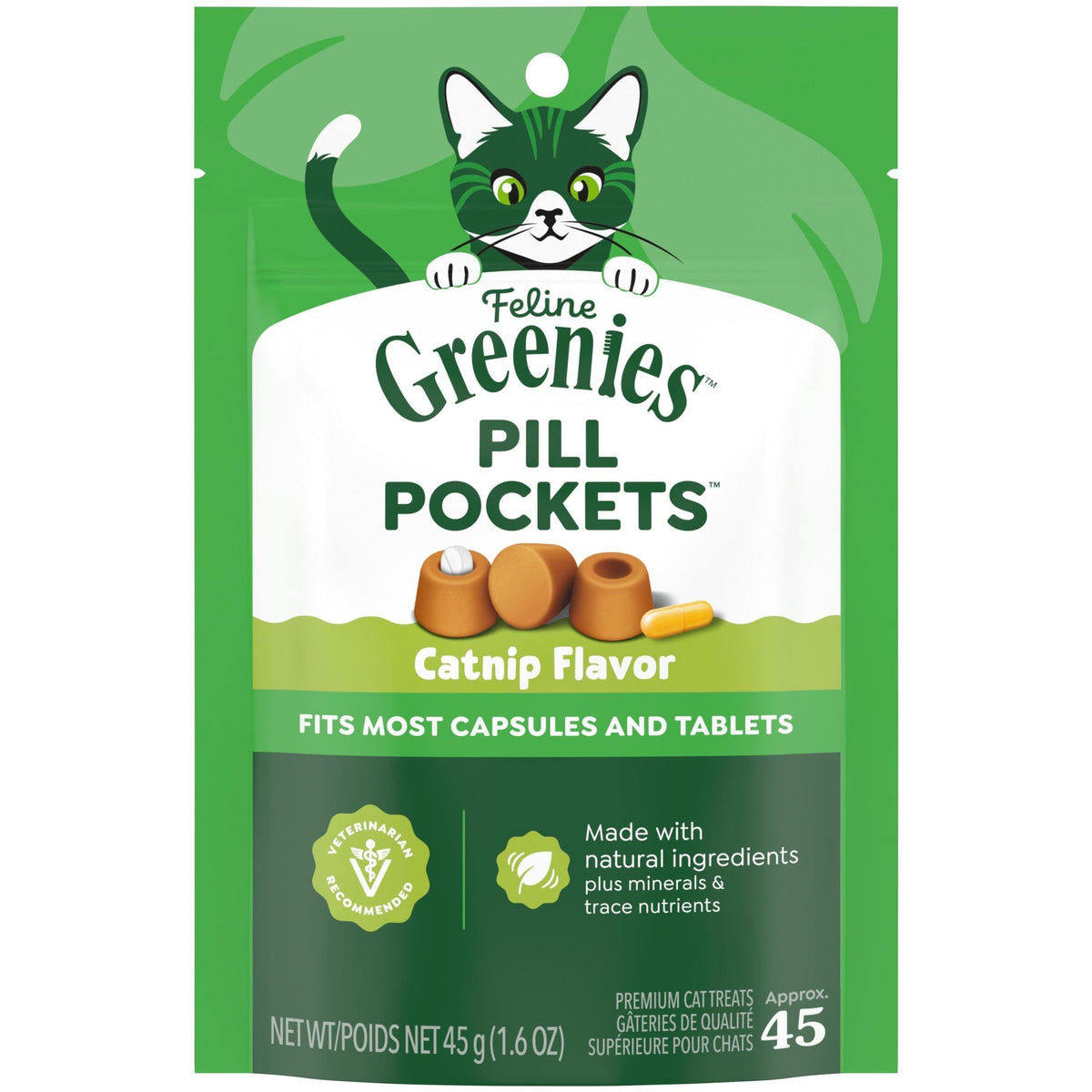 Greenies bolsillos para pastillas gatos, empaque 1,6 oz, medicación fácil