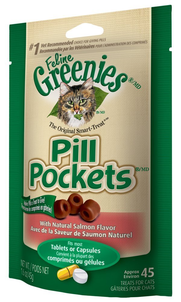 Envase de Greenies para medicación diaria en gatos adultos
