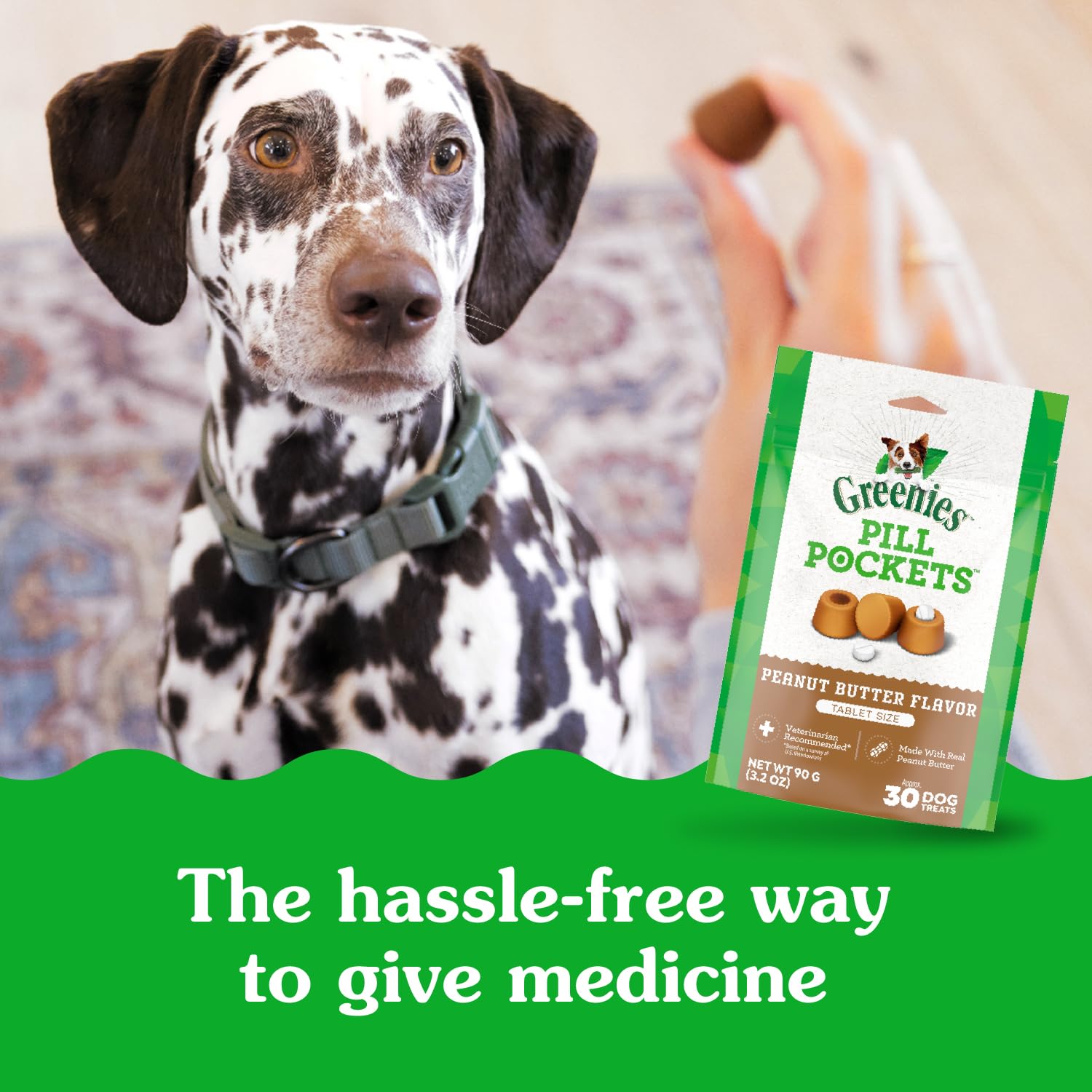 Greenies bolsitas para pastillas, sabor maní atractivo para perros.