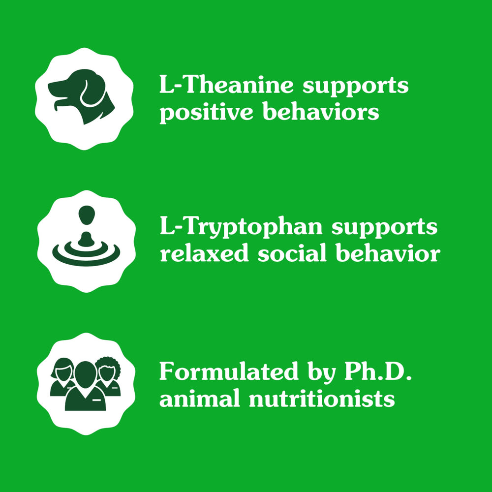 Greenies Calming Chews con L-teanina para calma.