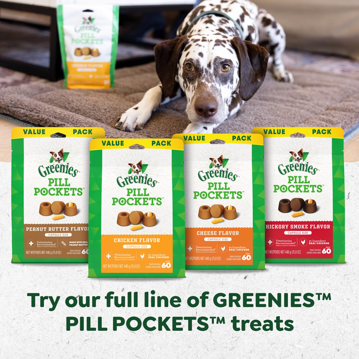 Greenies cápsulas para medicar con snack sabroso