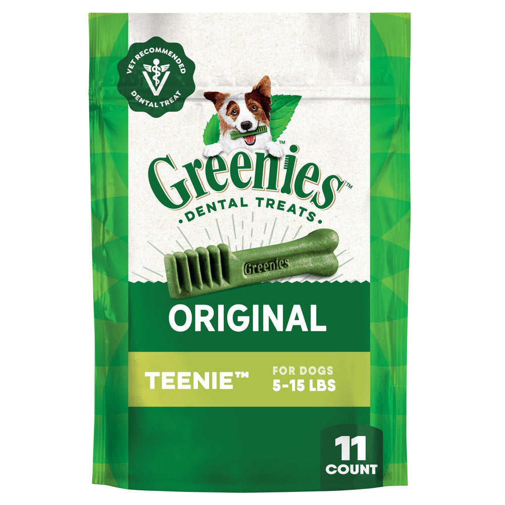 Greenies dentales para perros adultos Teenie con sabor original limpiando dientes