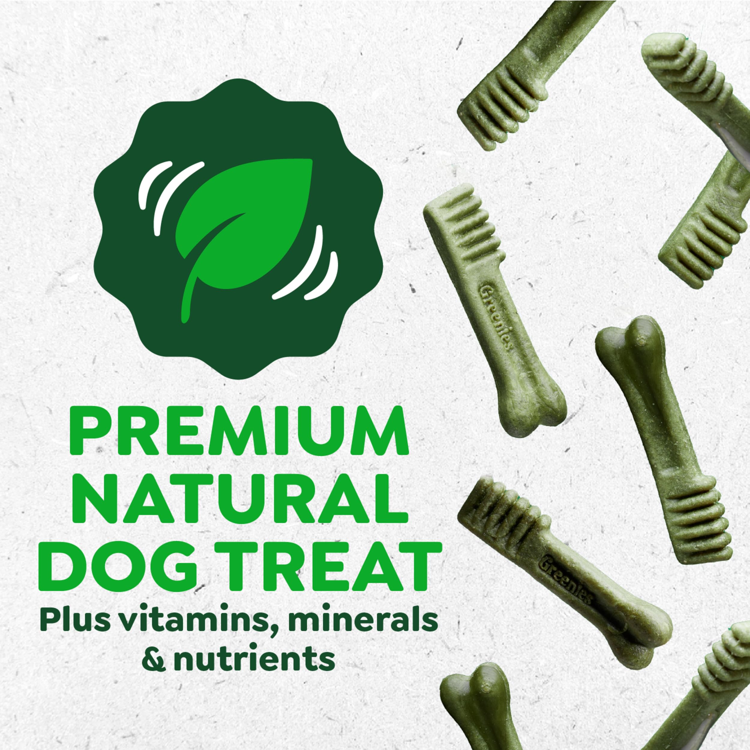 Greenies dentales con vitaminas y minerales para soporte nutricional.