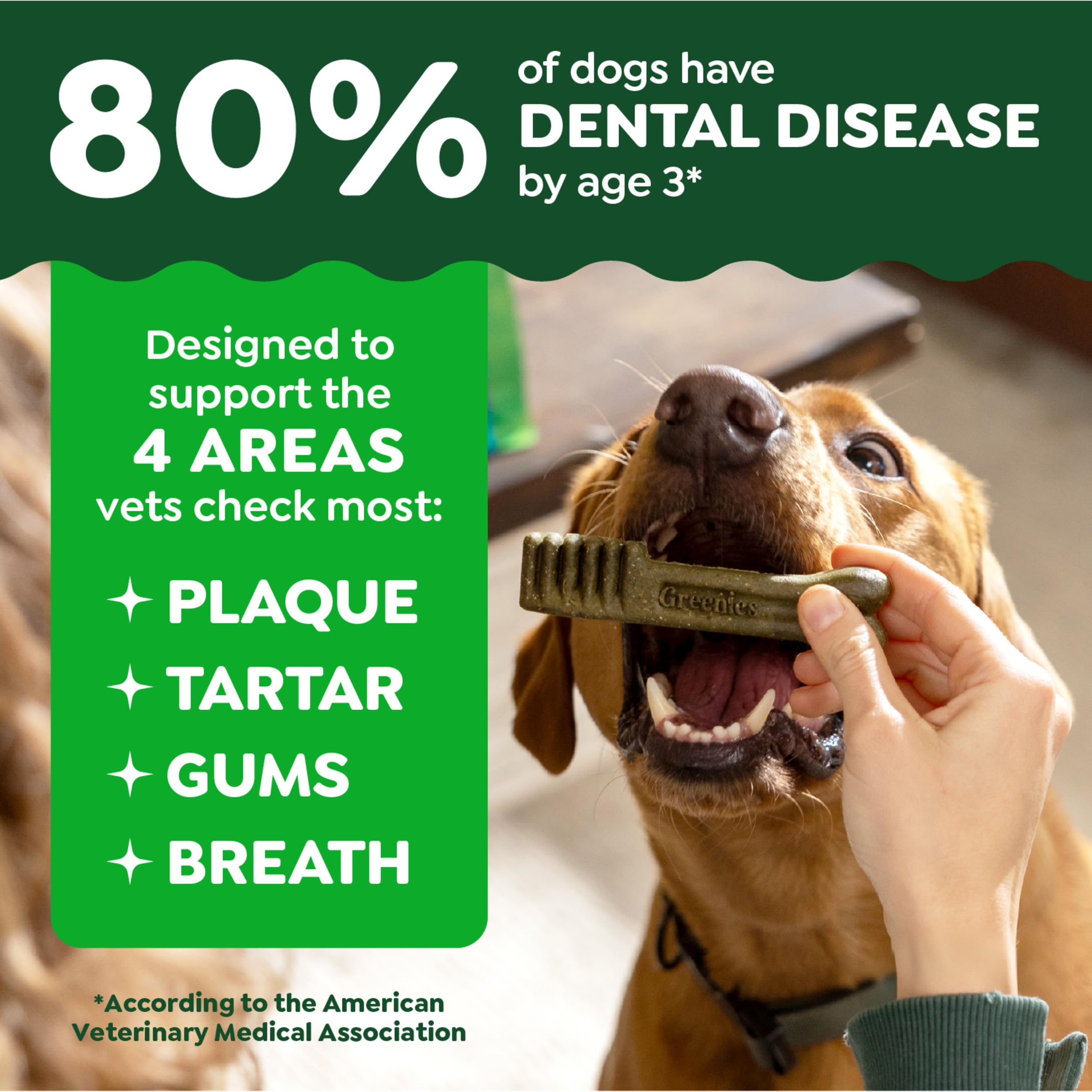 Greenies para aliento más fresco en perros grandes.