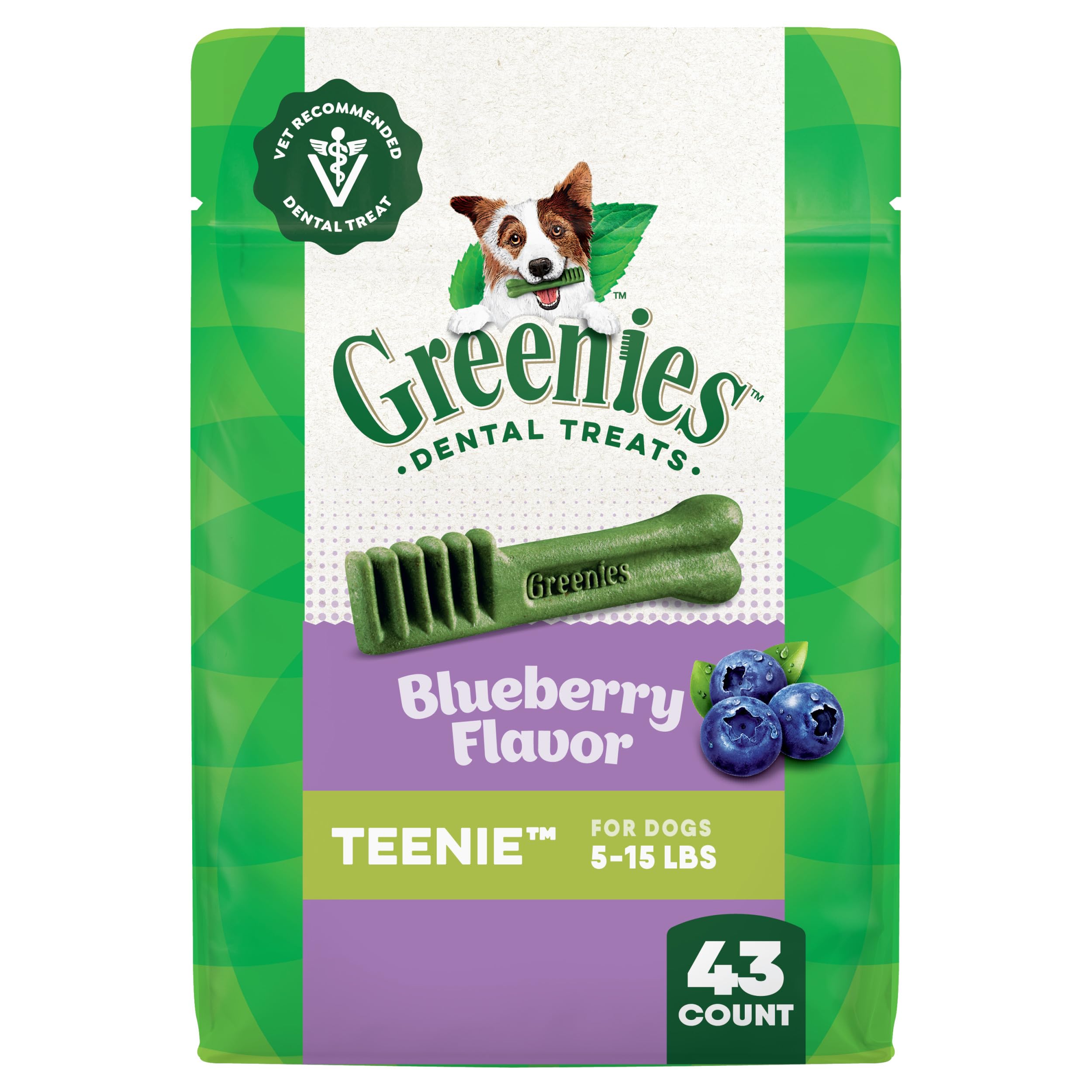 Greenies dentales para perros mini arandano: sabor delicioso que apoya la limpieza dental.