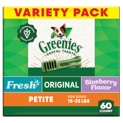 Greenies dentales para perros, sabor original, ayudan a mejorar el aliento y la limpieza bucal.