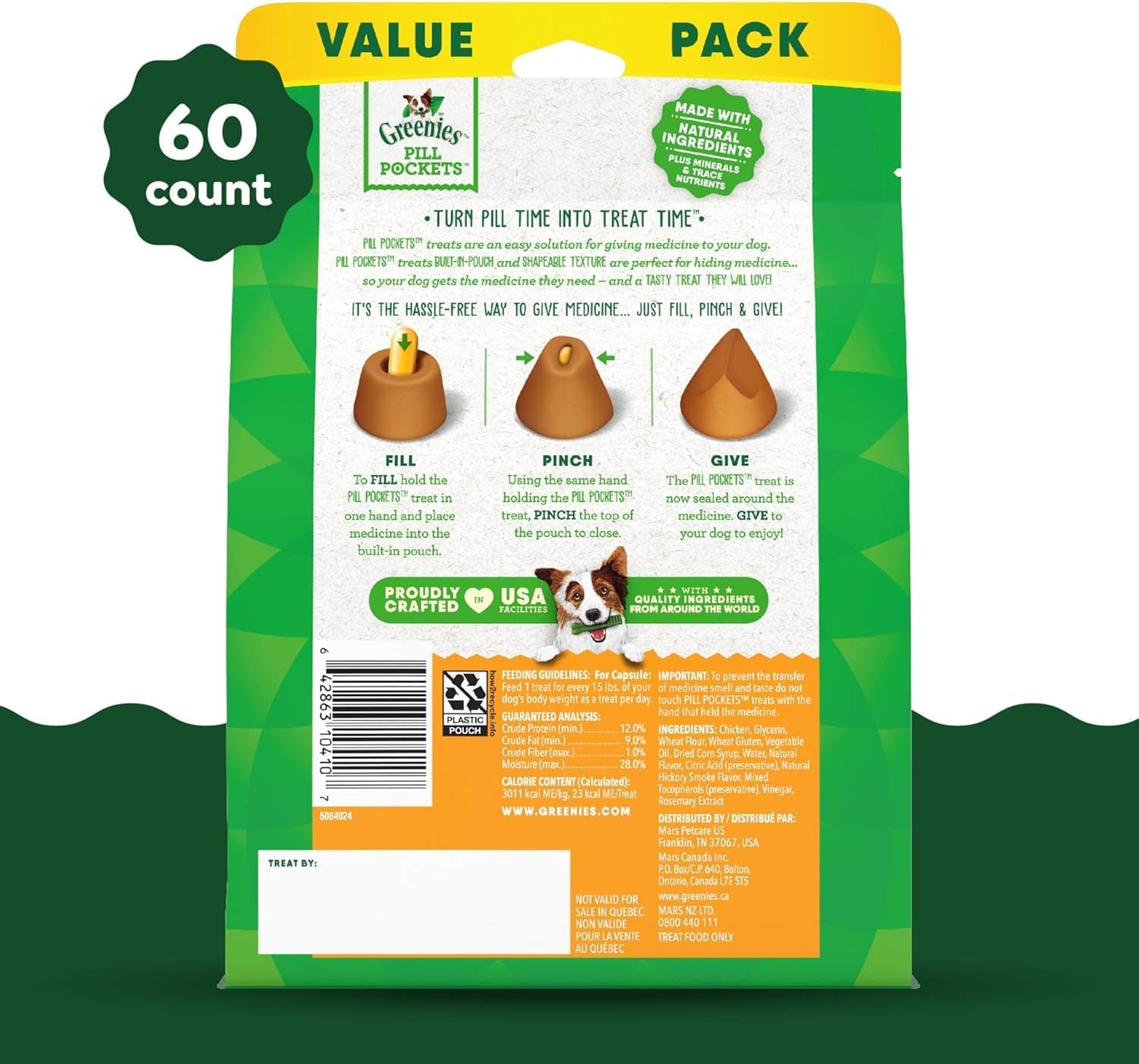 Embalaje Greenies Pill Pockets con tres paquetes de 15,8 onzas