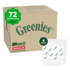 Greenies envase-premios dentales naturales para perros, ideal para higiene bucal diaria.