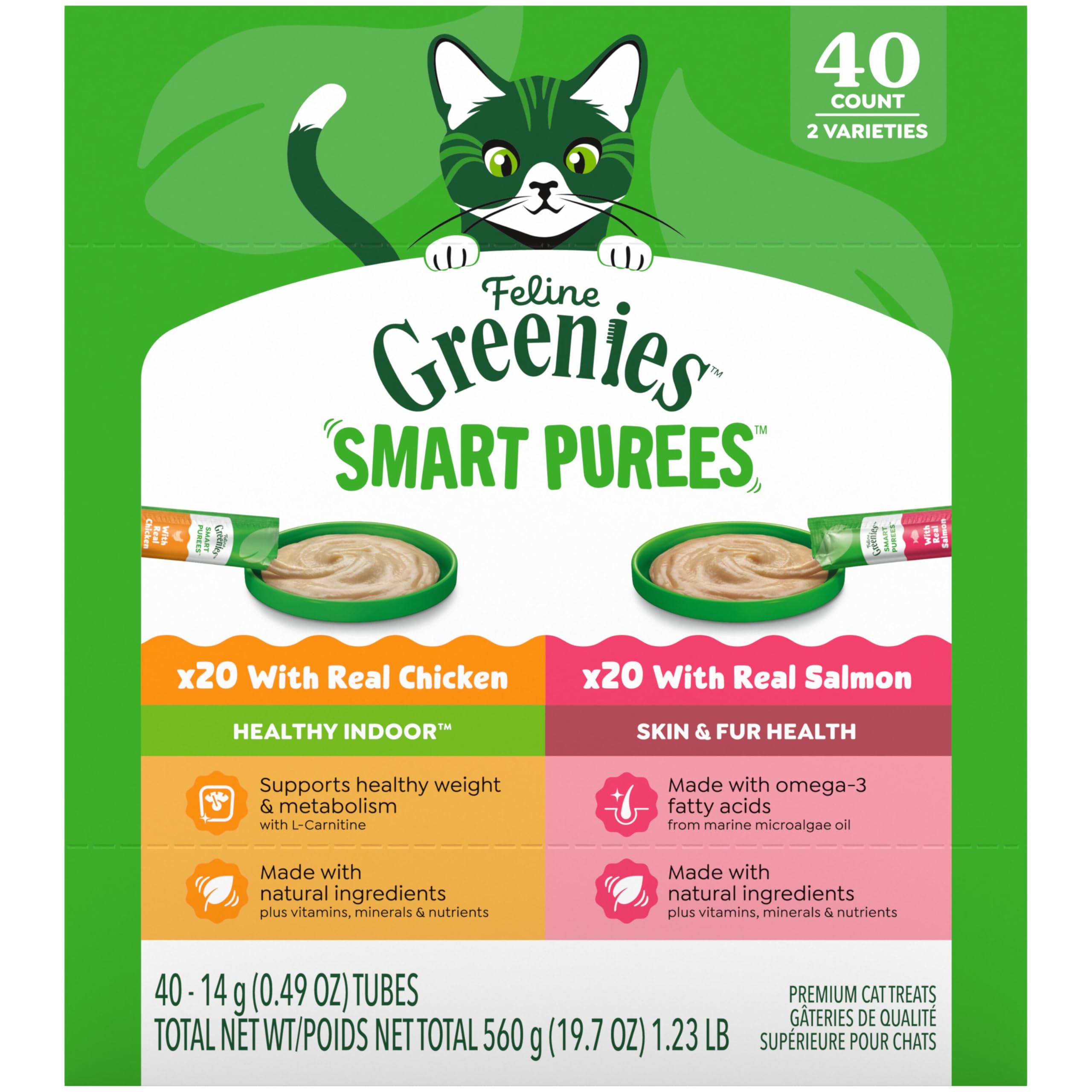 Greenies Feline Smart Purees con pollo real en tubo, ideal para hidratar y premiar