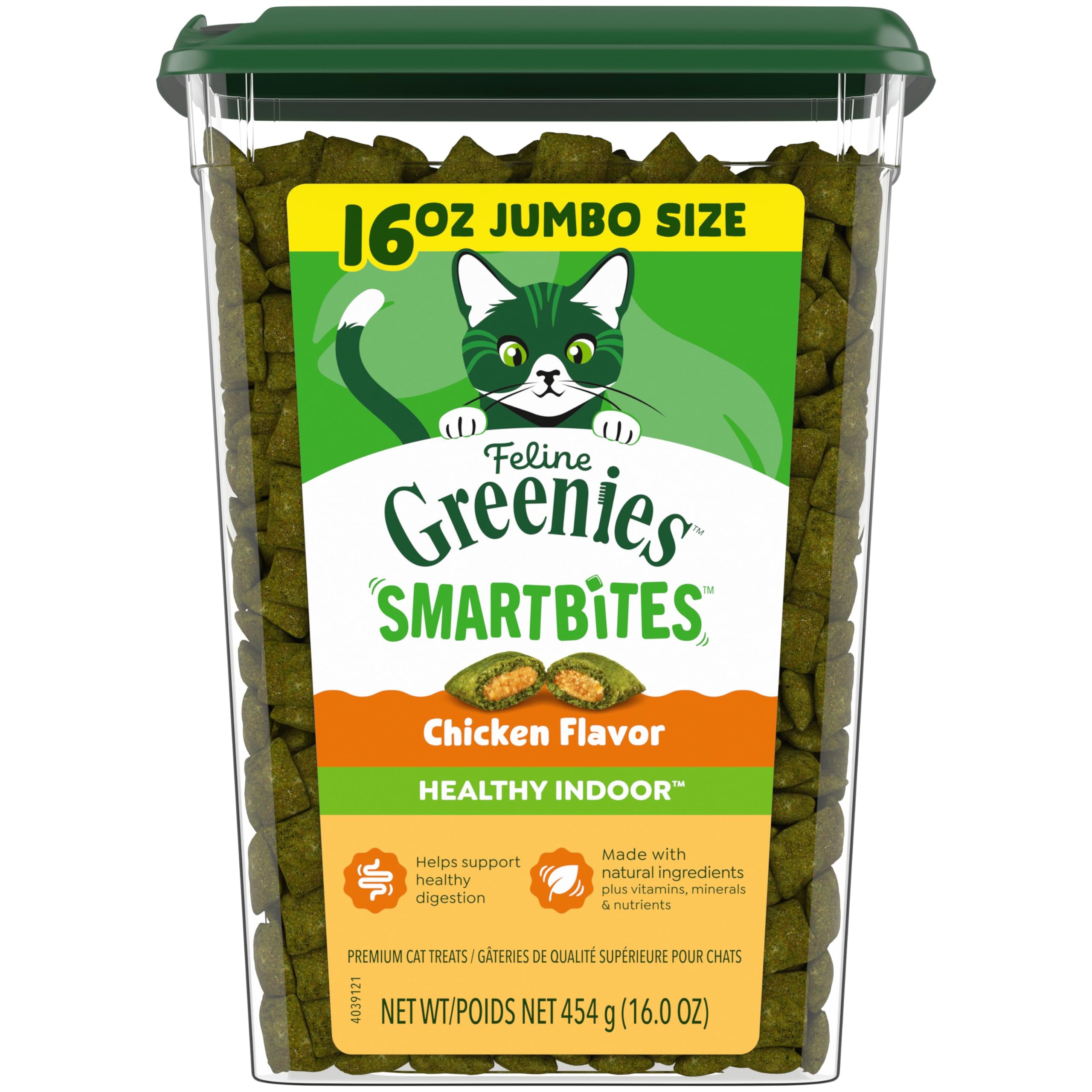 Greenies Feline Smartbites en bote 16 oz para premio diario.