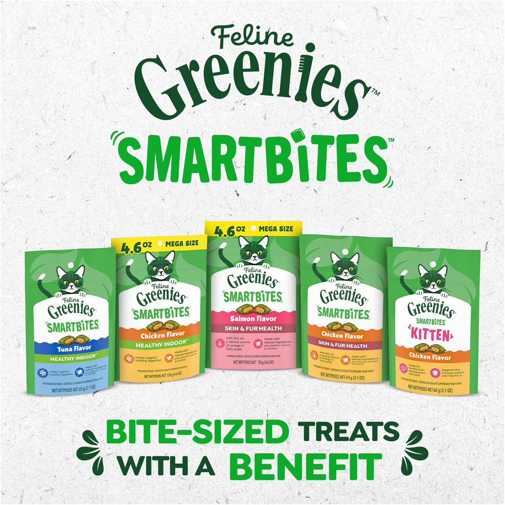 Bajo aporte calórico de Greenies Feline Smartbites para control de peso