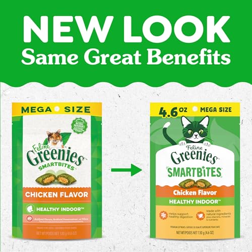 Tamaño mini de Greenies Feline Smartbites para premiar con moderación