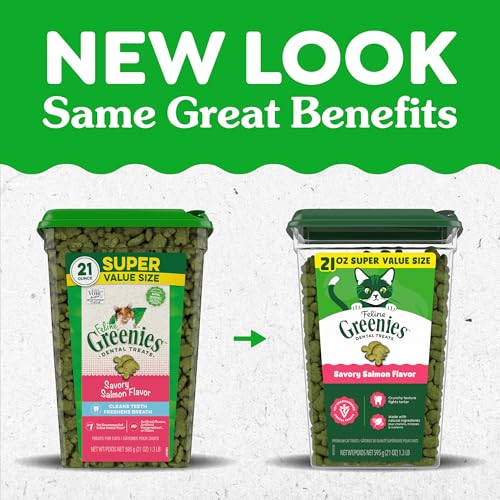 Greenies Gato: dientes crujientes para limpieza diaria con sabor a salmón.