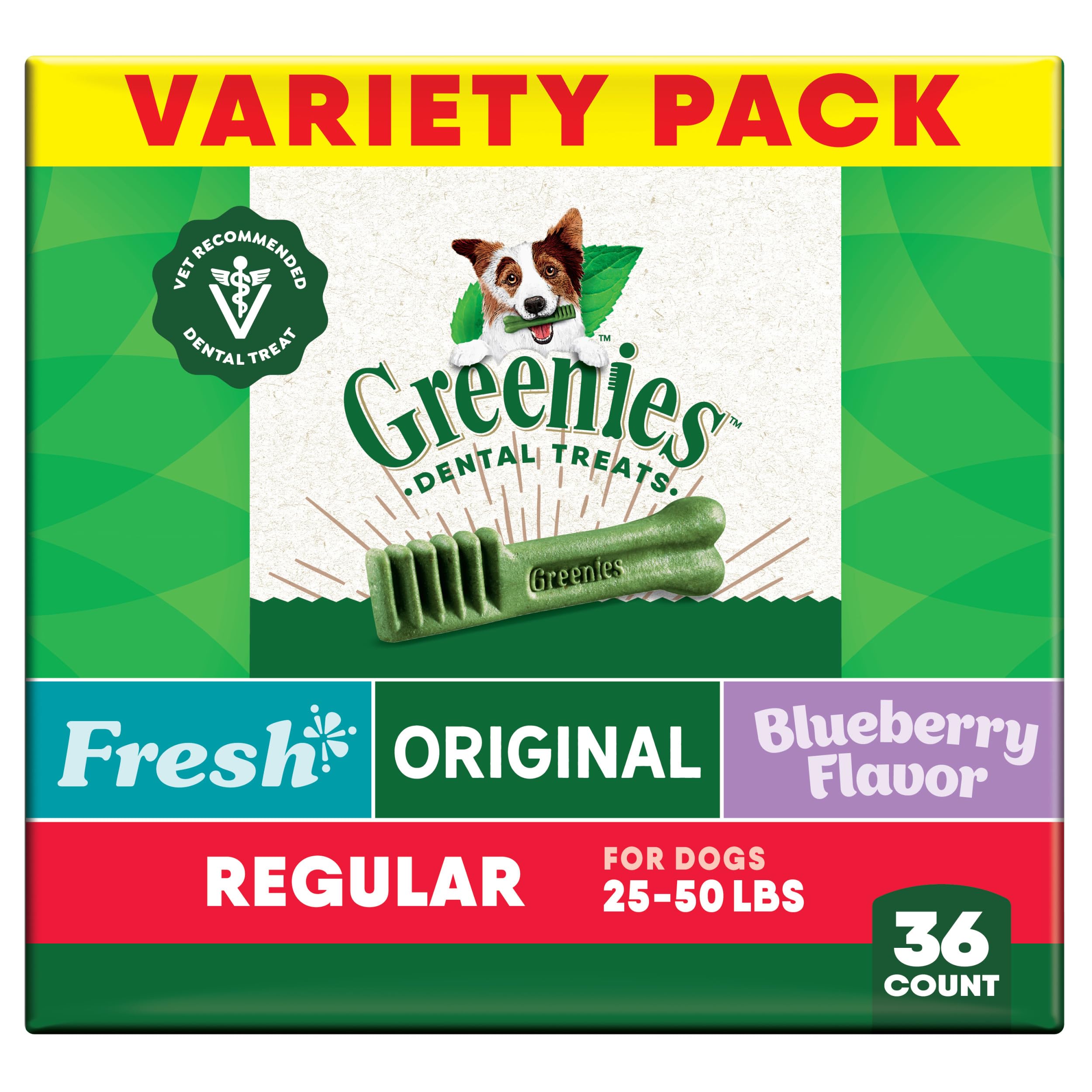 Golosinas dentales Greenies Original para perros, recomendadas por veterinarios para una masticación saludable.