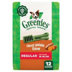 Greenies hueso dental para perro de tamaño regular con sabor batata favorece la limpieza dental