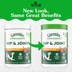 Greenies glucosamina y condroitina para apoyo articular en perros.