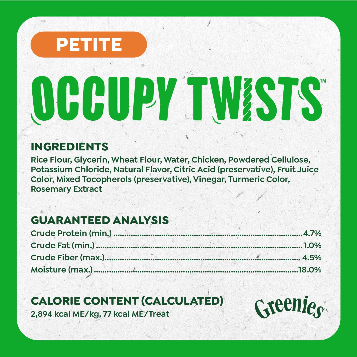 Limpieza dental suave con textura de Greenies Occupy Twists