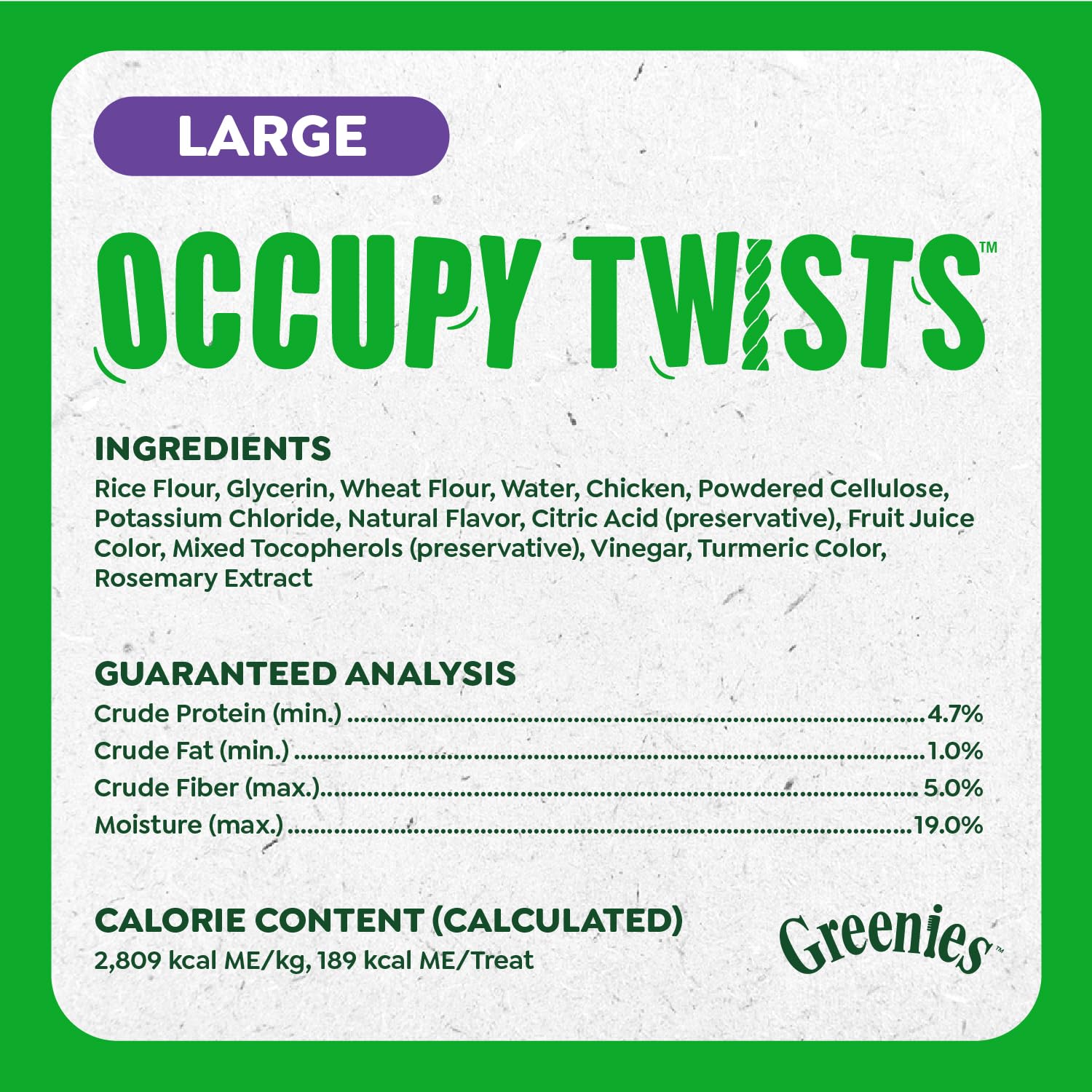 Greenies Occupy Twists: premio saludable para perros grandes con sabor a pollo