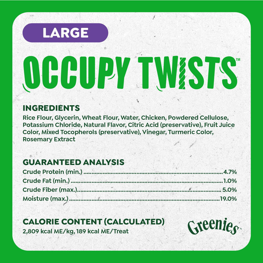 Greenies Occupy Twists ingredientes naturales y sin rellenos artificiales