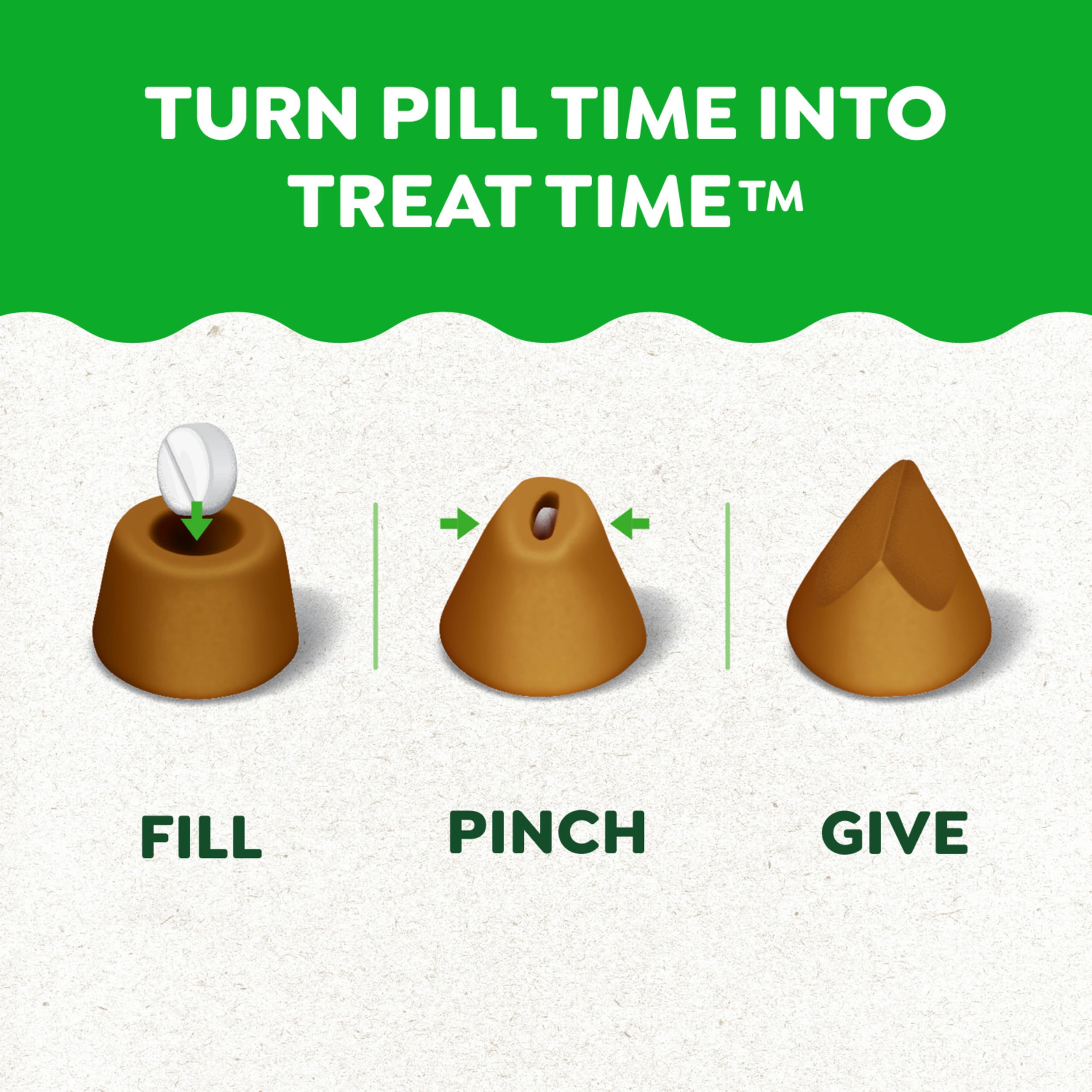 Greenies Pill Pockets colocacion de cápsula, uso rápido y simple.