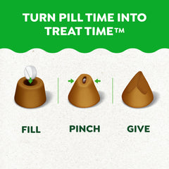 Greenies Pill Pockets colocacion de cápsula, uso rápido y simple.