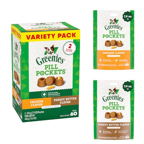 Greenies Pill Pockets sabor pollo real, mantiene medicacion sin olor molesto para el perro.