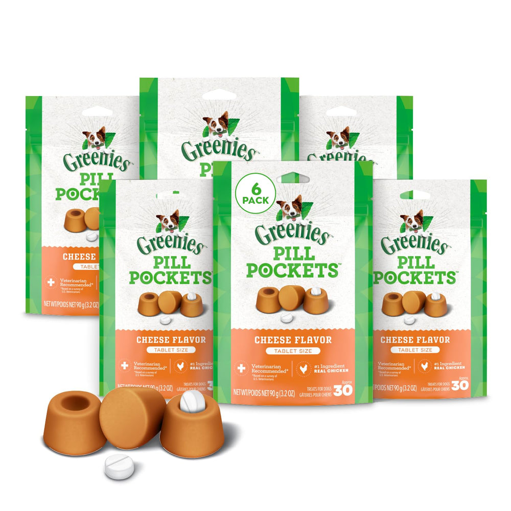 Greenies Pill Pockets sabor queso para perros pequeños, bolsita de 3.2 oz, premio medicación