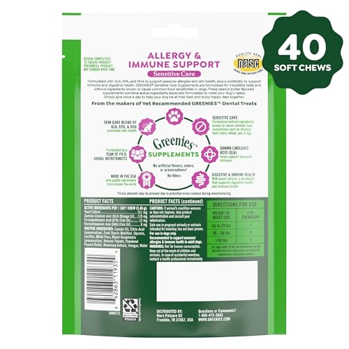 Greenies Sensitive Care: sabor mantequilla de maní, opción sabrosa para perros sensibles.
