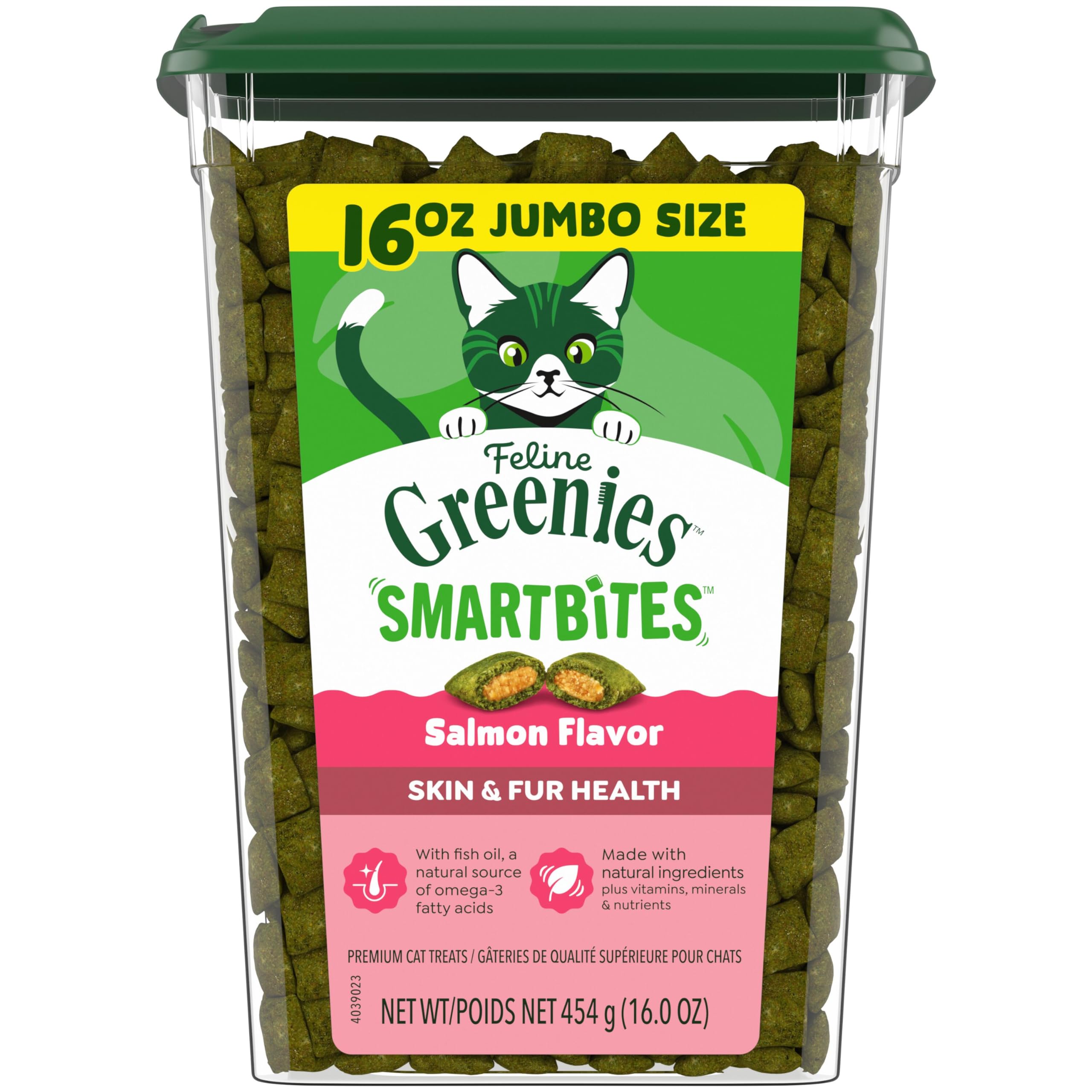 Envase Greenies Smartbites 16 oz para gatos, sabor salmón