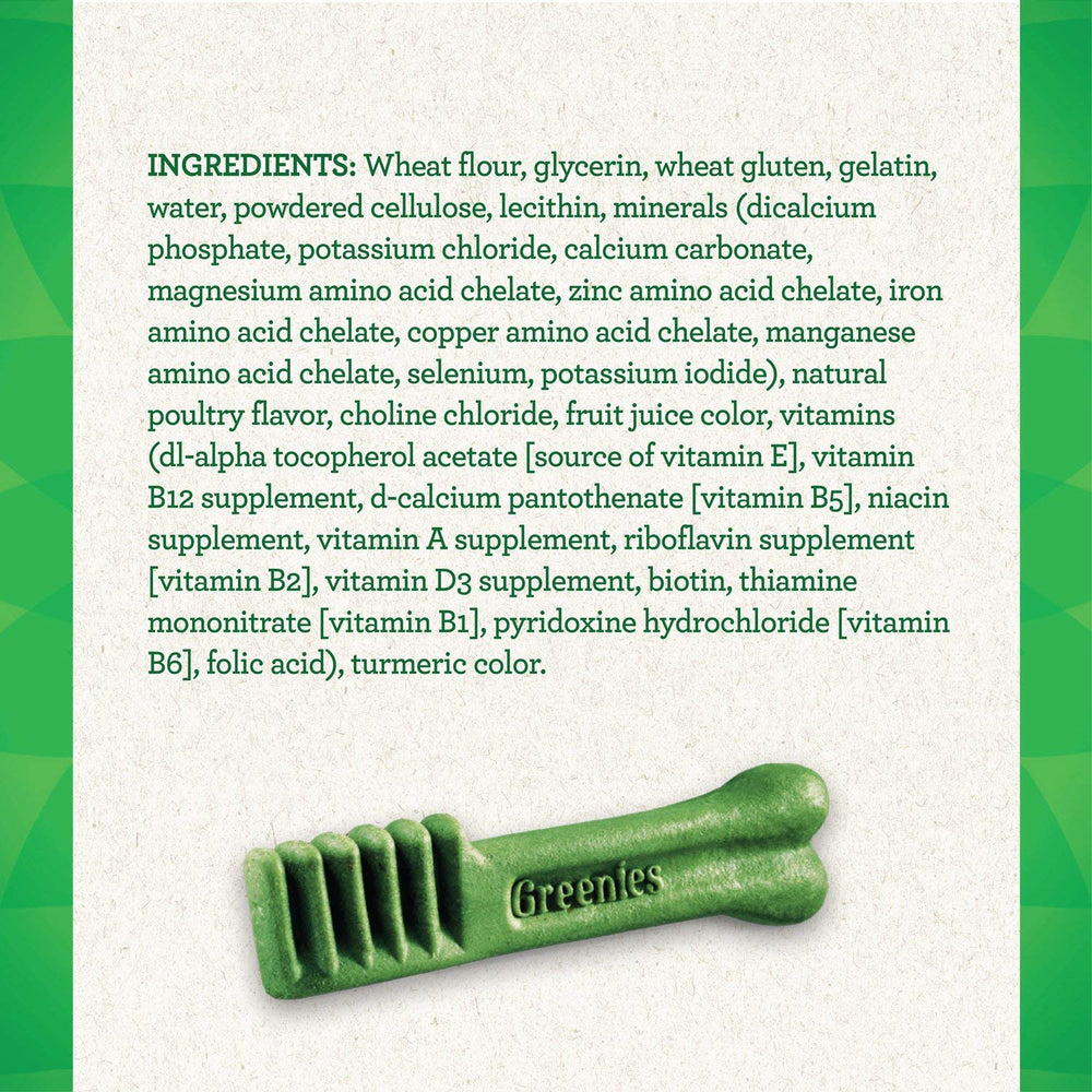Greenies uso diario para rutina de cuidado bucal del perro.
