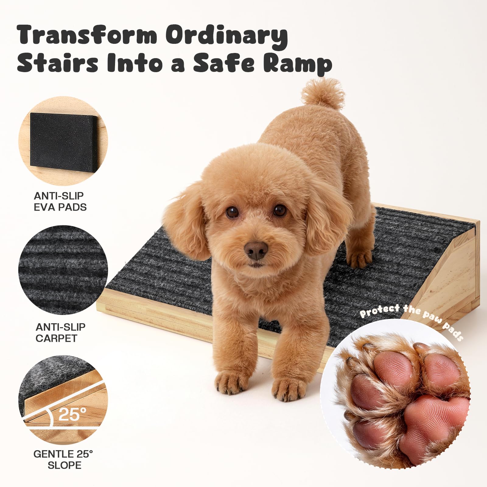 Rampa estable de madera para perros pequeños y activos