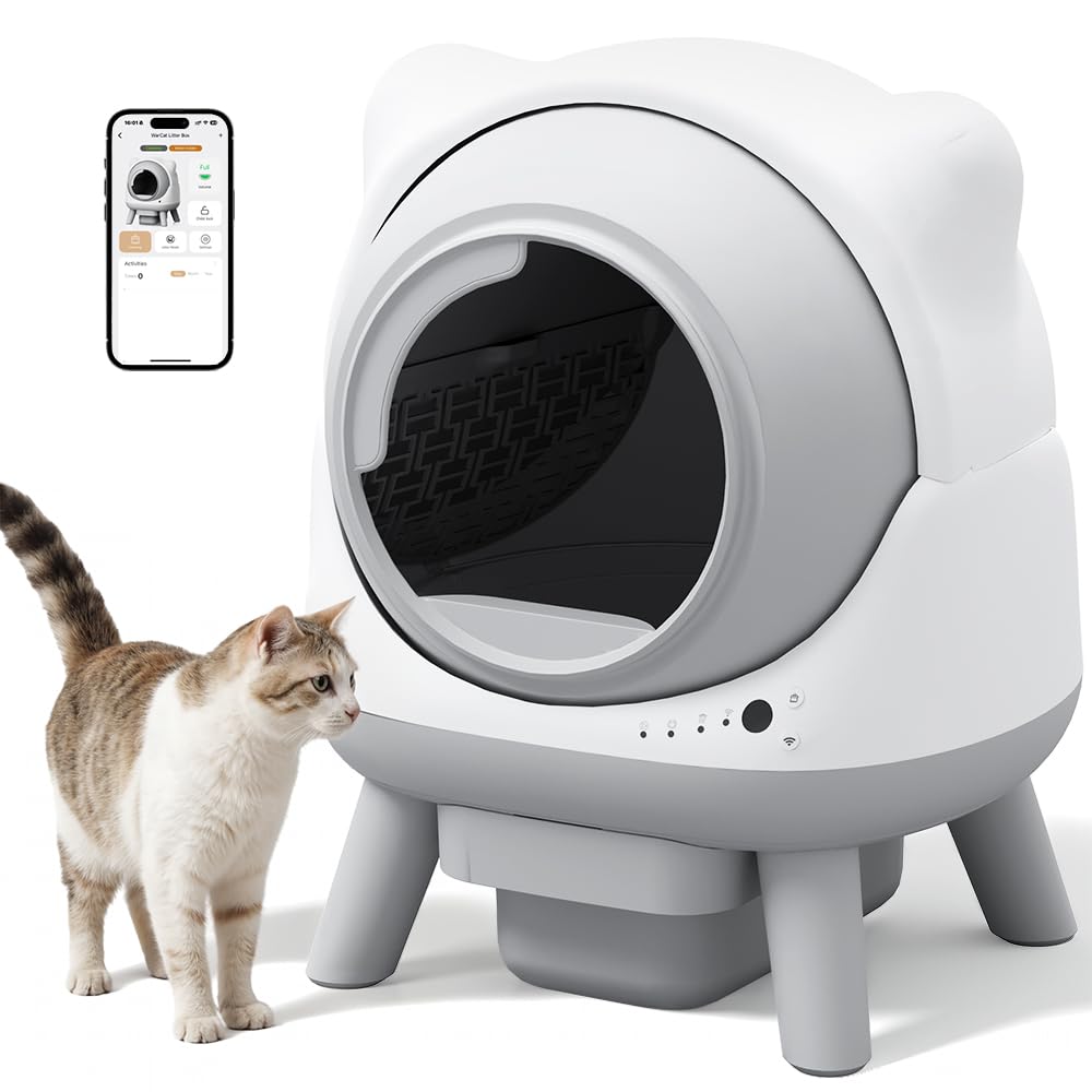 Greesum bandeja de gato con limpieza automática para hogares sin suciedad