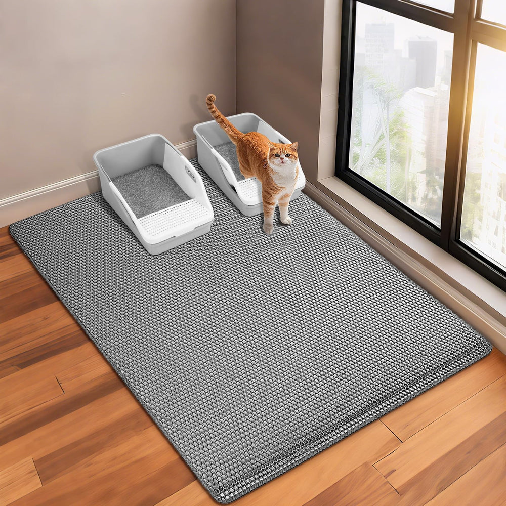 GRELY alfombra arenero para gato, superficie panal, atrapa arena y evita salpicaduras